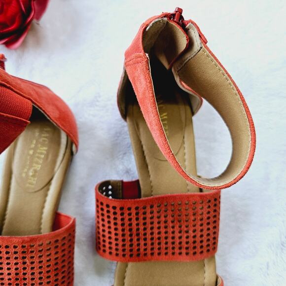 🦃 Isaac Mizrahi Highline United Dance Coral Ankle Strap Sandal Leather 6.5 - Picture 8 of 11